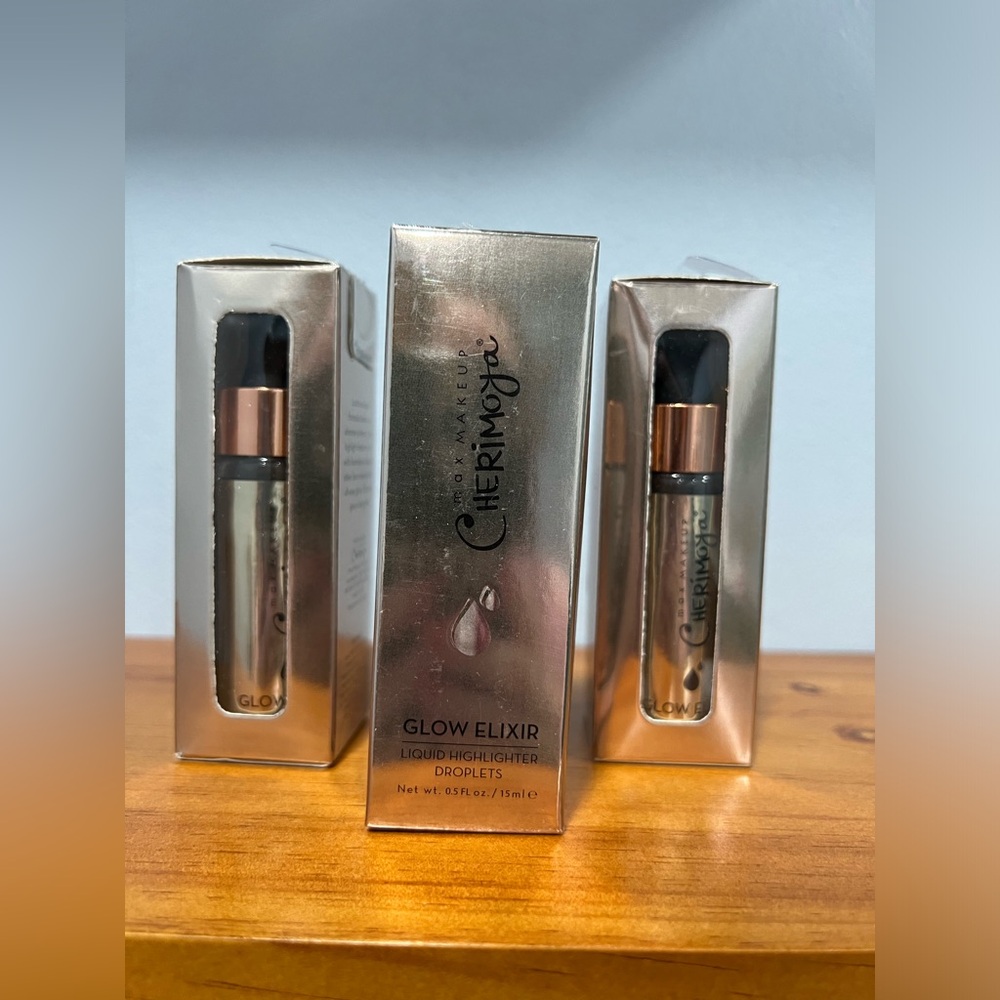 CHERIMOYA NIB Max Makeup Glow Elixir Liquid Highlighter Droplets 0.5 Oz SET OF 3
